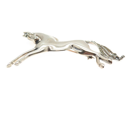 925 Sterling Silver Antique Art Deco Rhinestone Frisky Horse Pin Brooch