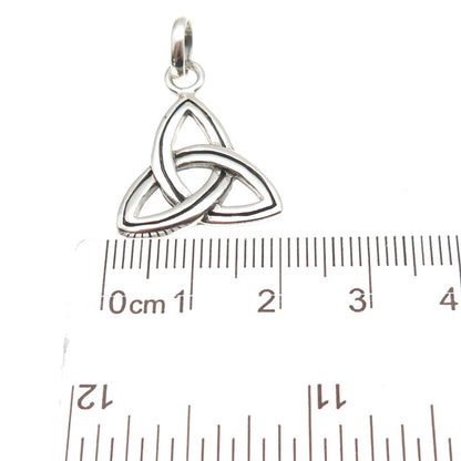 925 Sterling Silver Vintage Celtic Trinity Knot Oxidized Charm Pendant