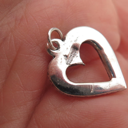 Tommy Long Old Pawn Sterling Silver Vintage Turquoise Inlay Heart Charm Pendant