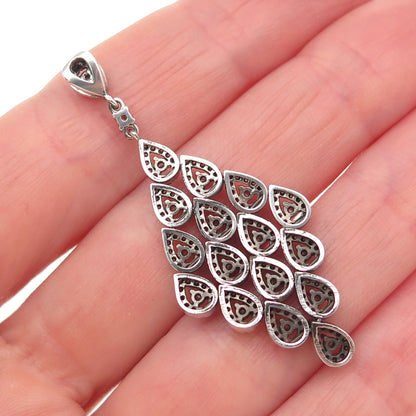 PANDORA 925 Sterling Silver Round-Cut C Z Cascading Glamour Slide Pendant