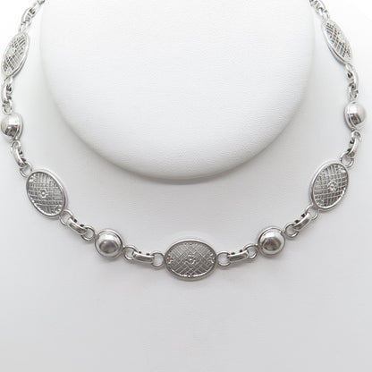 AMCO 925 Sterling Silver Antique Art Deco Floral Filigree Chain Necklace 16"