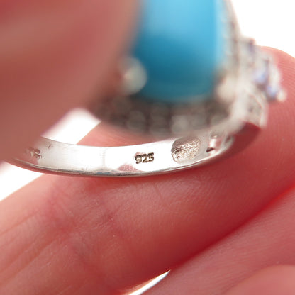 Chuck Clemency 925 Sterling Silver Real Turquoise Tanzanite & Topaz Ring Size 8