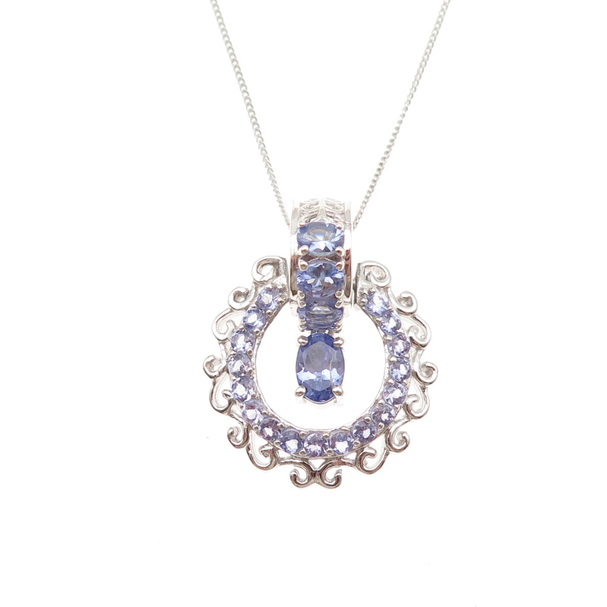 Chuck Clemency 925 Sterling Silver Real Tanzanite Cuban Chain Necklace 20"