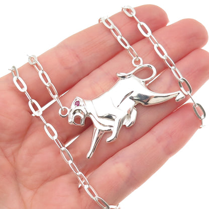 Tracey Mayer 925 Sterling Silver Vintage Real Ruby Panther Chain Necklace 20"