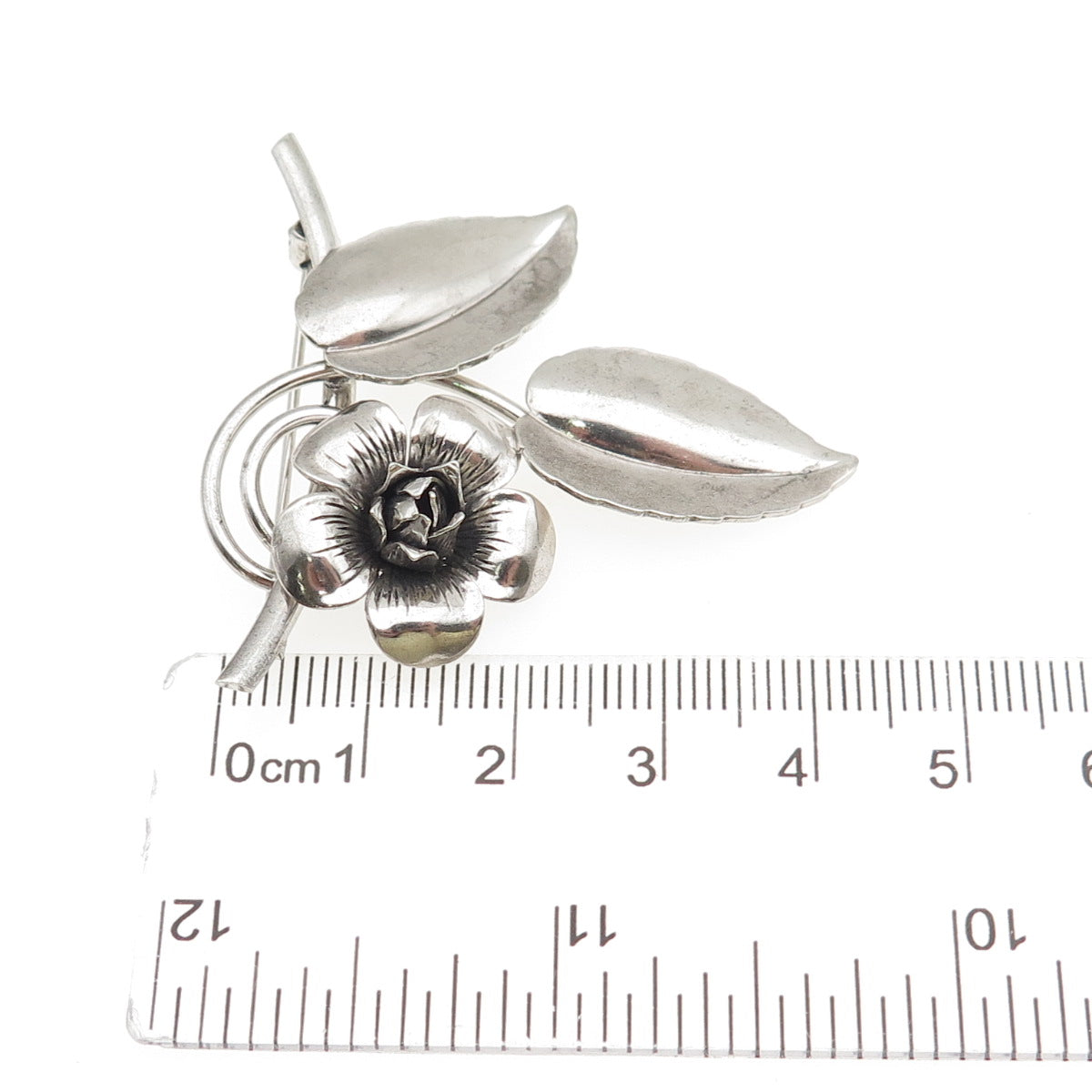 FORSTNER 925 Sterling Silver Vintage Flower Blossom Oxidized Pin Brooch