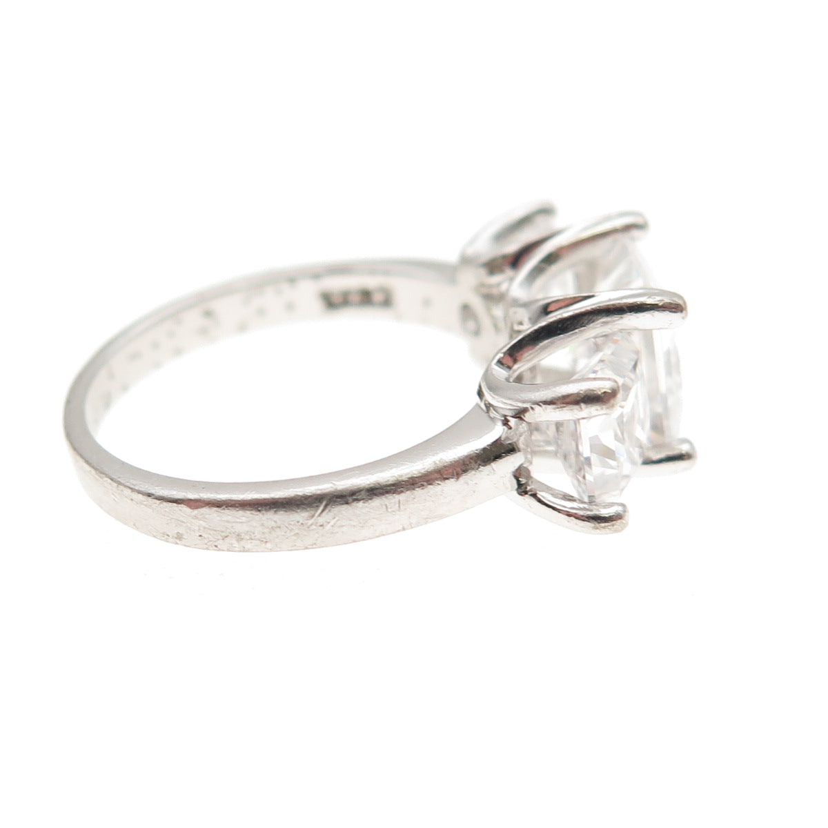 JCM Jacmel Mauritius 925 Sterling Silver Princess-Cut C Z Engagement Ring Size 5