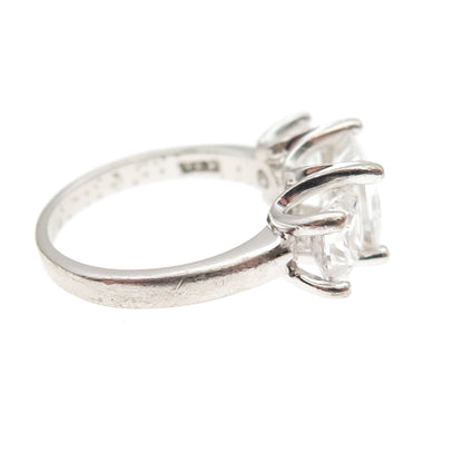 JCM Jacmel Mauritius 925 Sterling Silver Princess-Cut C Z Engagement Ring Size 5