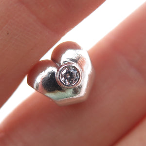 PANDORA 925 Sterling Silver Round-Cut C Z Heart Slide Bead Charm