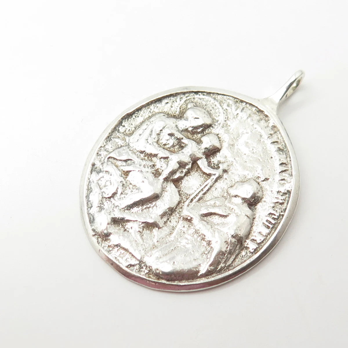 925 Sterling Silver Vintage Religious Theme Pendant