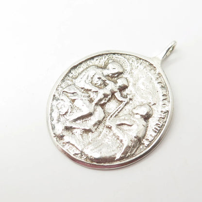 925 Sterling Silver Vintage Religious Theme Pendant