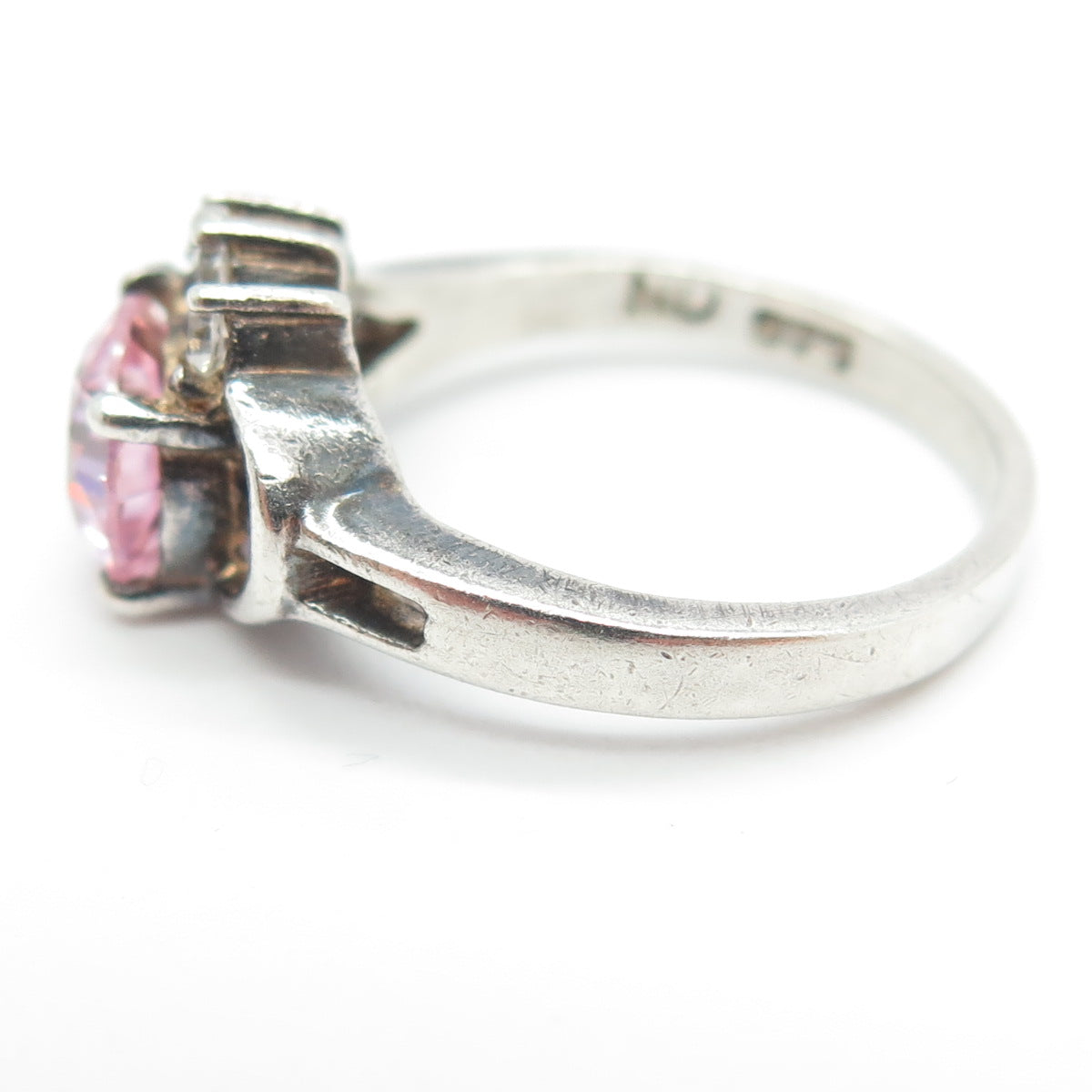 925 Sterling Silver White & Pink C Z Ring Size 5.75