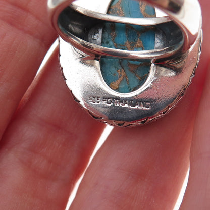 Felicia Design 925 Sterling Silver Vintage Real Mohave Turquoise Ring Size 7.25