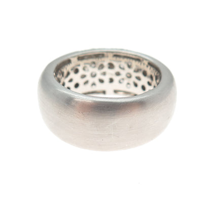 DSMK 925 Sterling Silver Round-Cut C Z Puffy Band Ring Size 7.75