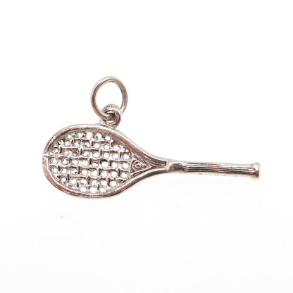 925 Sterling Silver Vintage Tennis Racket Charm Pendant
