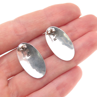 Robin Wood Navajo Old Pawn 925 Sterling Silver Vintage Tyrone Turquoise Earrings
