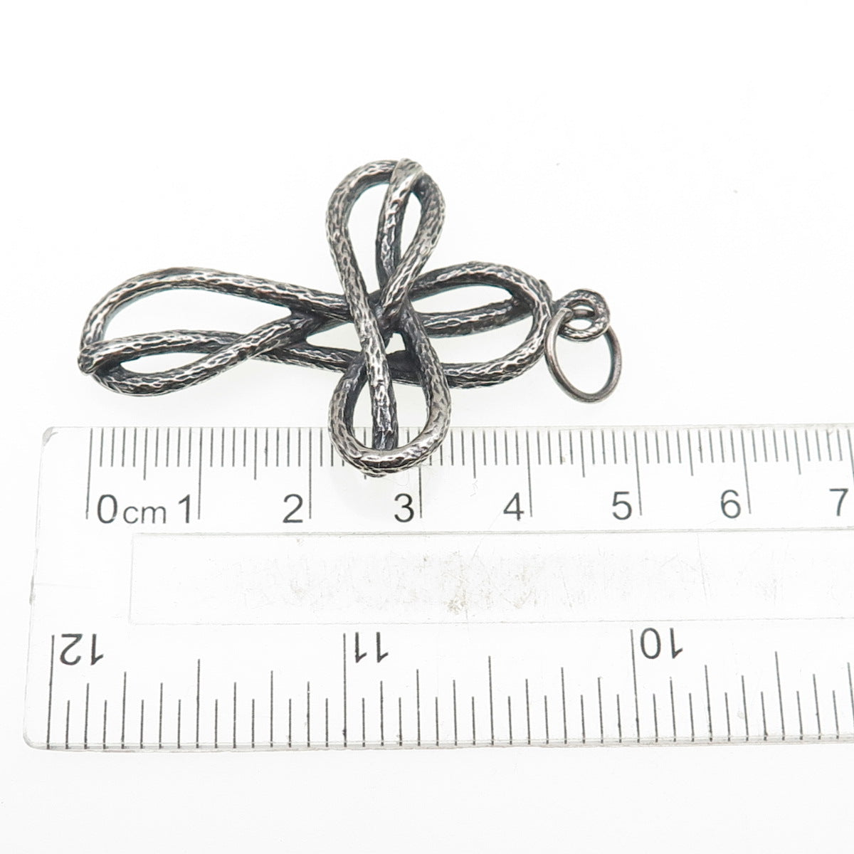 925 Sterling Silver Vintage Modernist Cross Oxidized Charm Pendant