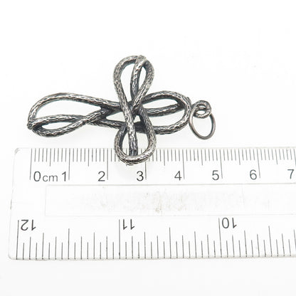 925 Sterling Silver Vintage Modernist Cross Oxidized Charm Pendant