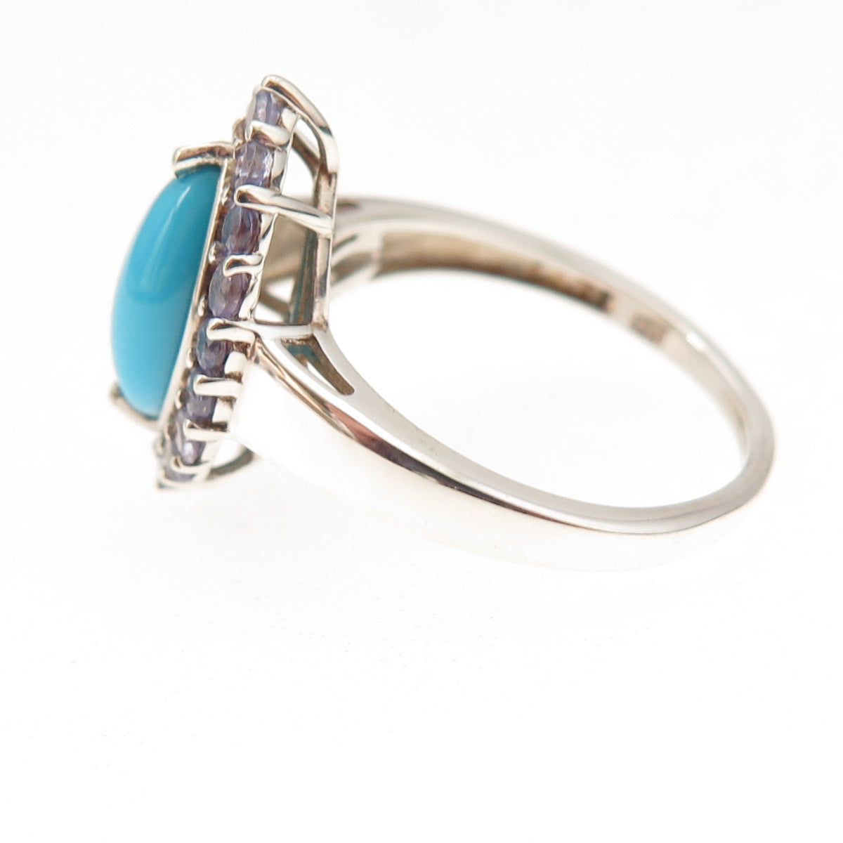 Chuck Clemency 925 Sterling Silver Real Turquoise & Tanzanite Ring Size 8.25