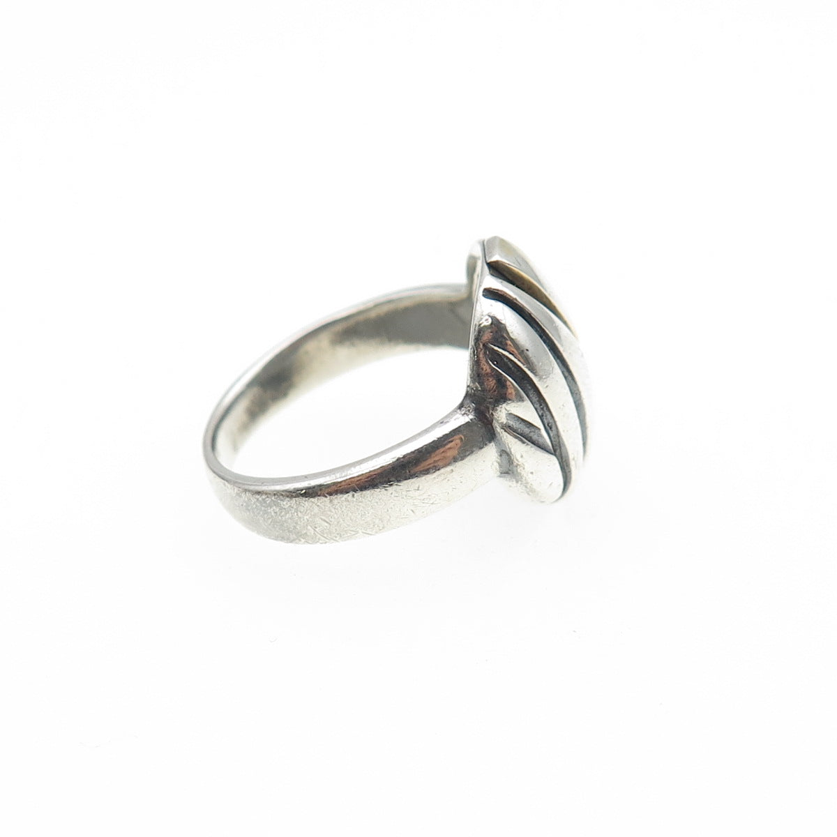 925 Sterling Silver Vintage Modernist Disc Oxidized Ring Size 6.25
