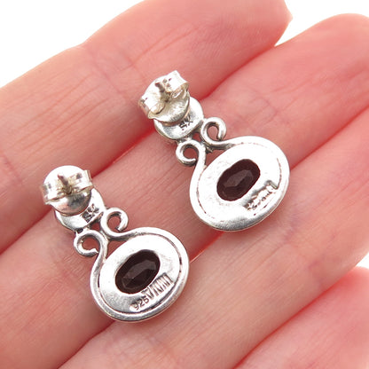SX Sally C 925 Sterling Silver Vintage Real Smoky Quartz & Citrine Earrings