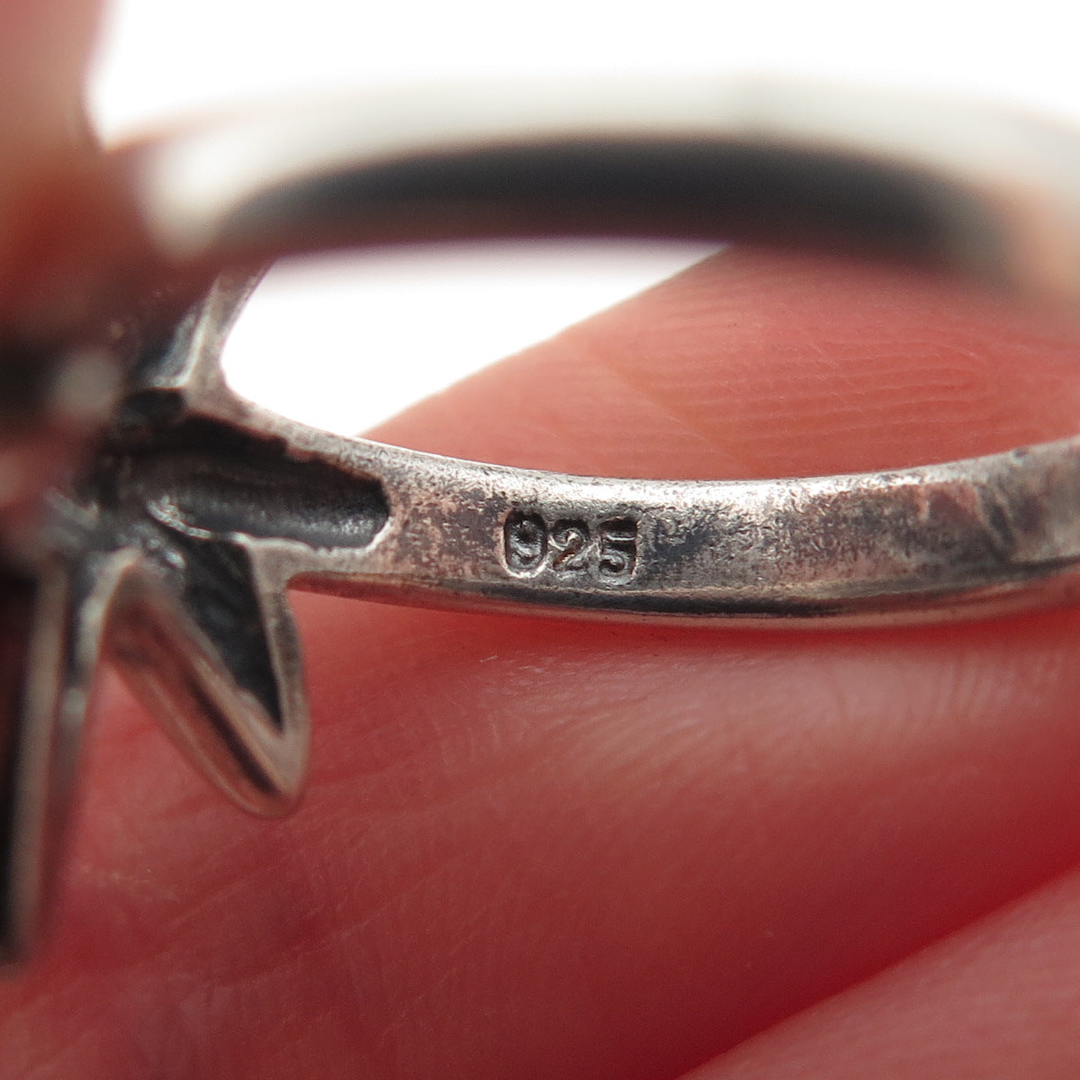 925 Sterling Silver Vintage Modernist Starfish Oxidized Ring Size 6.75