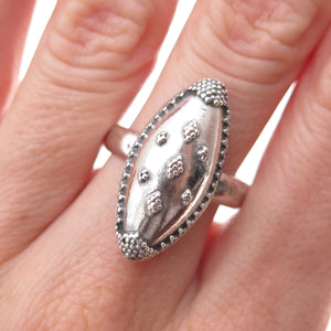 925 Sterling Silver Vintage Granulated Oxidized Ring Size 9.75