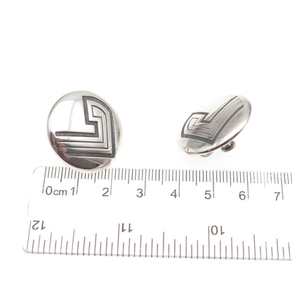 Old Pawn Sterling Silver Vintage Southwestern Native Symbol Screw Back Earrings