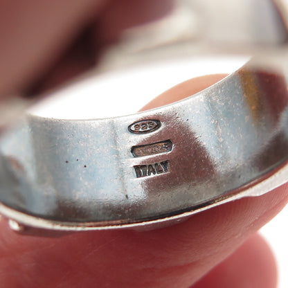925 Sterling Silver Vintage Italy Modernist Oxidized Band Ring Size 11