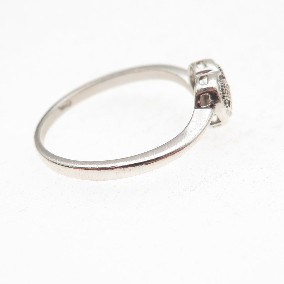 Charles Winston 925 Sterling Silver Real Round-Cut Diamond Heart Ring Size 7