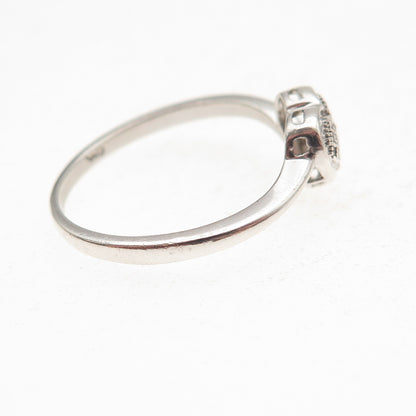 Charles Winston 925 Sterling Silver Real Round-Cut Diamond Heart Ring Size 7