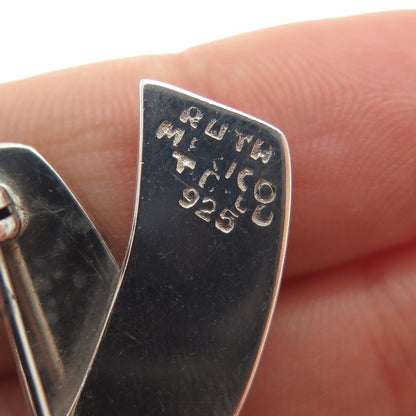 RUTH 925 Sterling Silver Vintage Mexico Modernist X Crisscross Pin Brooch