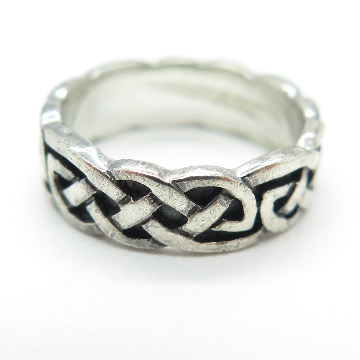 PETER STONE 925 Sterling Silver Vintage Celtic Knot Oxidized Band Ring Size 4.75