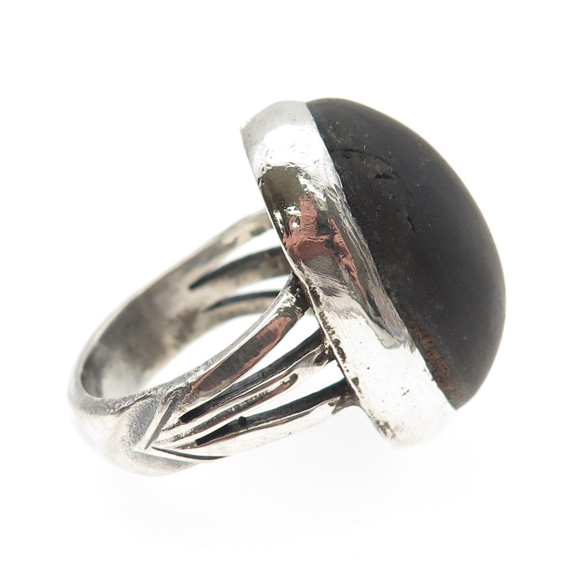 Old Pawn Sterling Silver Vintage Southwestern Black Jasper Tribal Ring Size 11