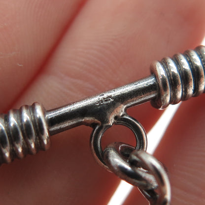 925 Sterling Silver Vintage Modernist Bar Link Oxidized Bracelet 7.25"