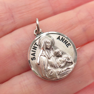 CREED 925 Sterling Silver Vintage St. Anne Religious Mini Charm Pendant