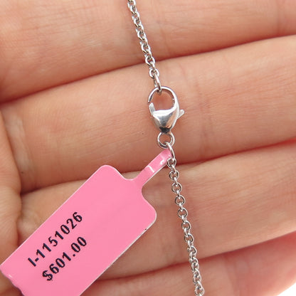 JANE SEYMOUR 925 Sterling Silver Real Diamond Cable Chain Necklace 16-18"