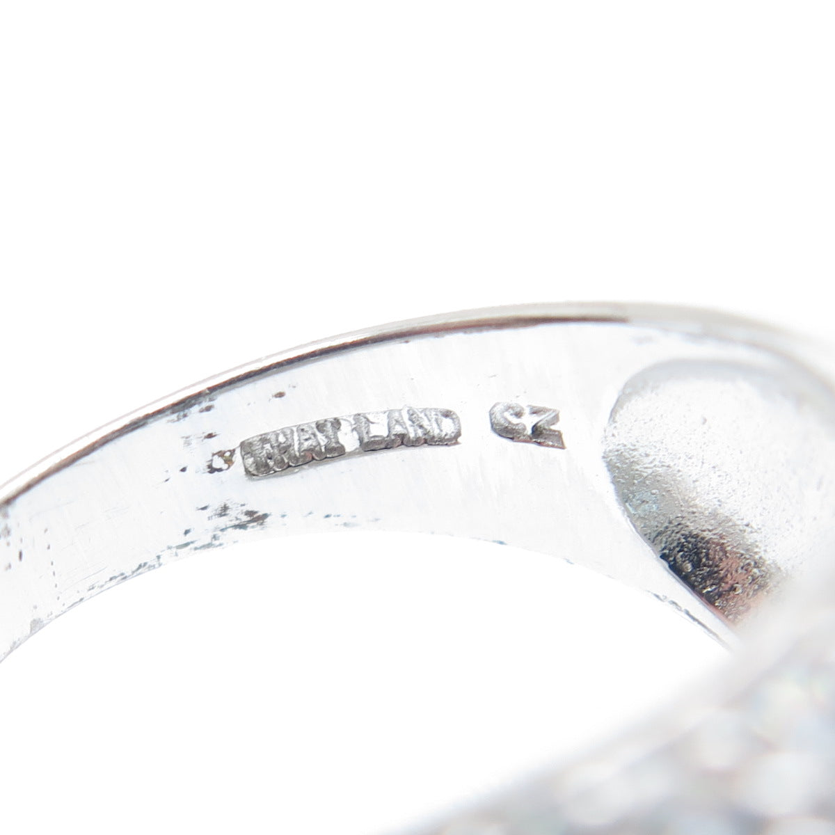 925 Sterling Silver ADI Blue Oval-Cut & White Round-Cut C Z Domed Ring Size 7.25