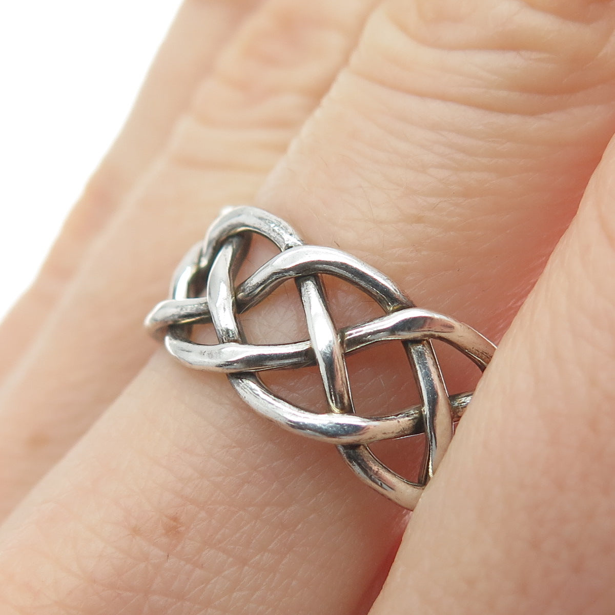 925 Sterling Silver Vintage Mexico Woven Band Ring Size 9