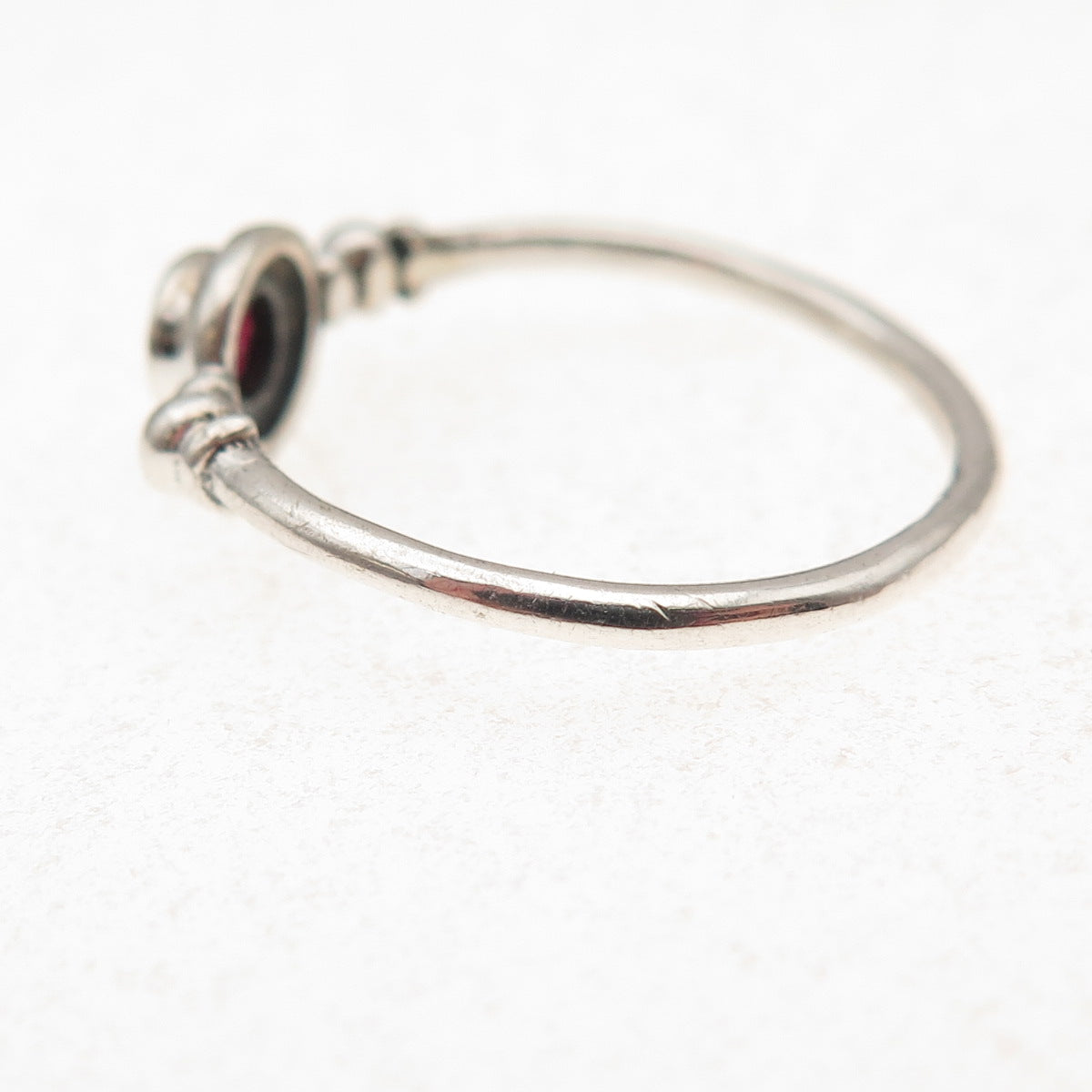 925 Sterling Silver Vintage Real Round-Cut Ruby Ring Size 8