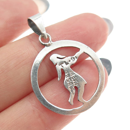 925 Sterling Silver Vintage Mexico Tribal Man Pendant