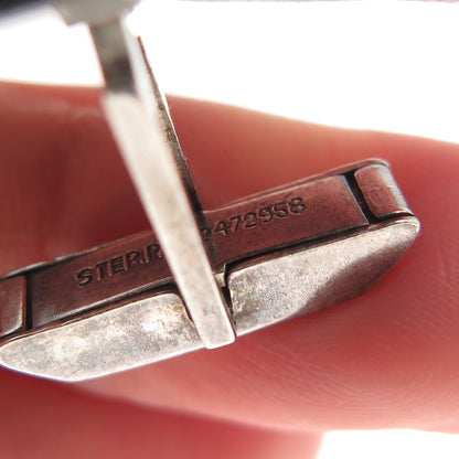 BUD COLIN 925 Sterling Silver Vintage Real Agate Modernist Oxidized Cufflinks