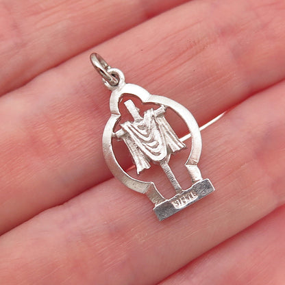 925 Sterling Silver Vintage Cross Holy Orders Mini Charm Pendant