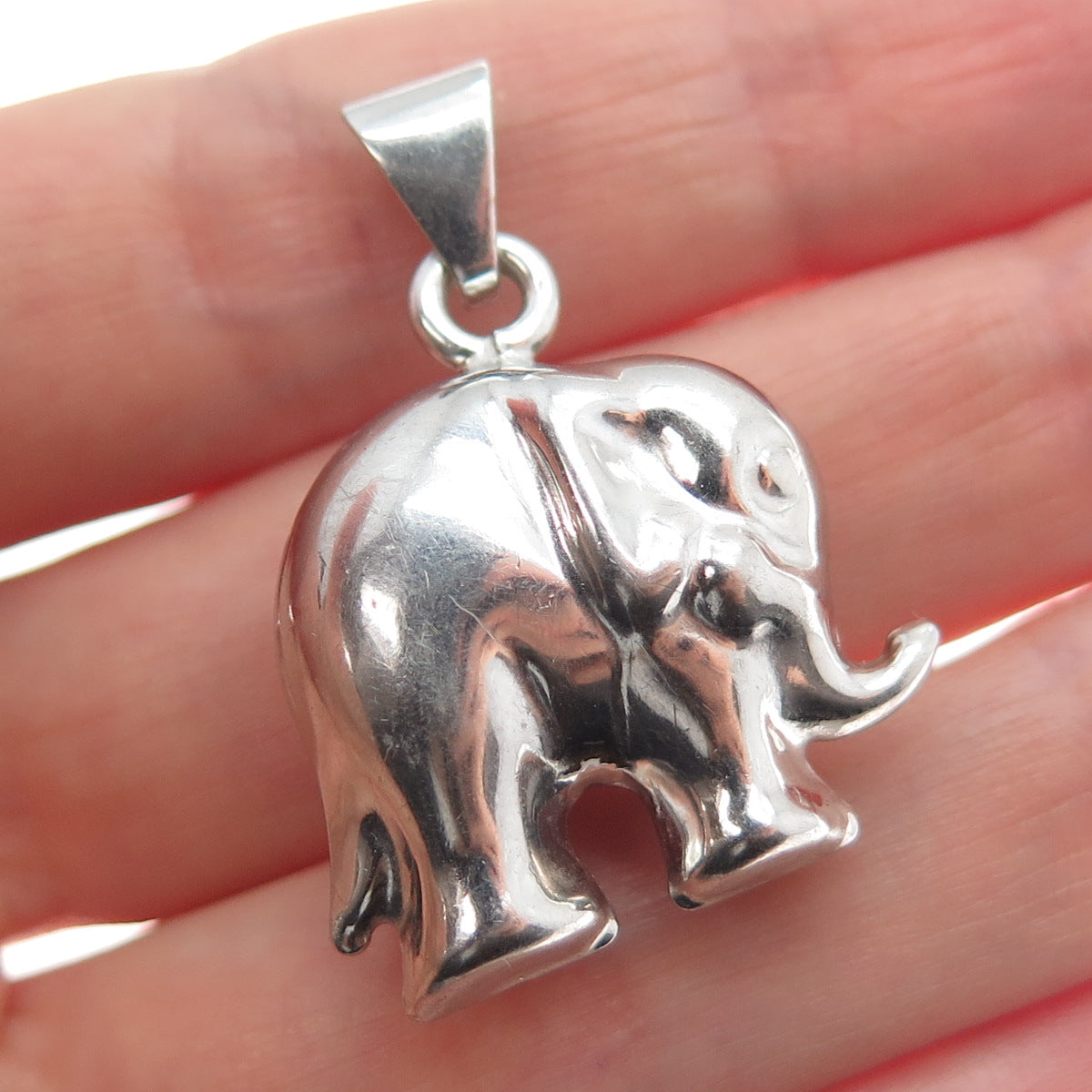 925 Sterling Silver Vintage Italy Elephant For Good Luck 3D Pendant