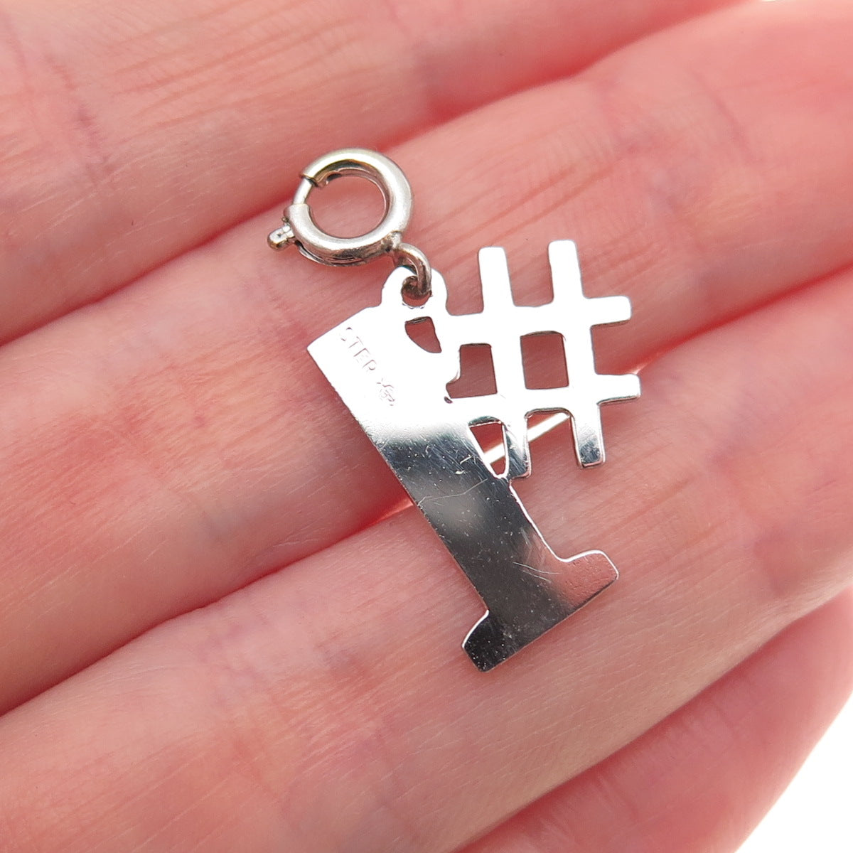 Griffith & Sons 925 Sterling Silver Vintage Number 1 Spring Ring Charm Pendant