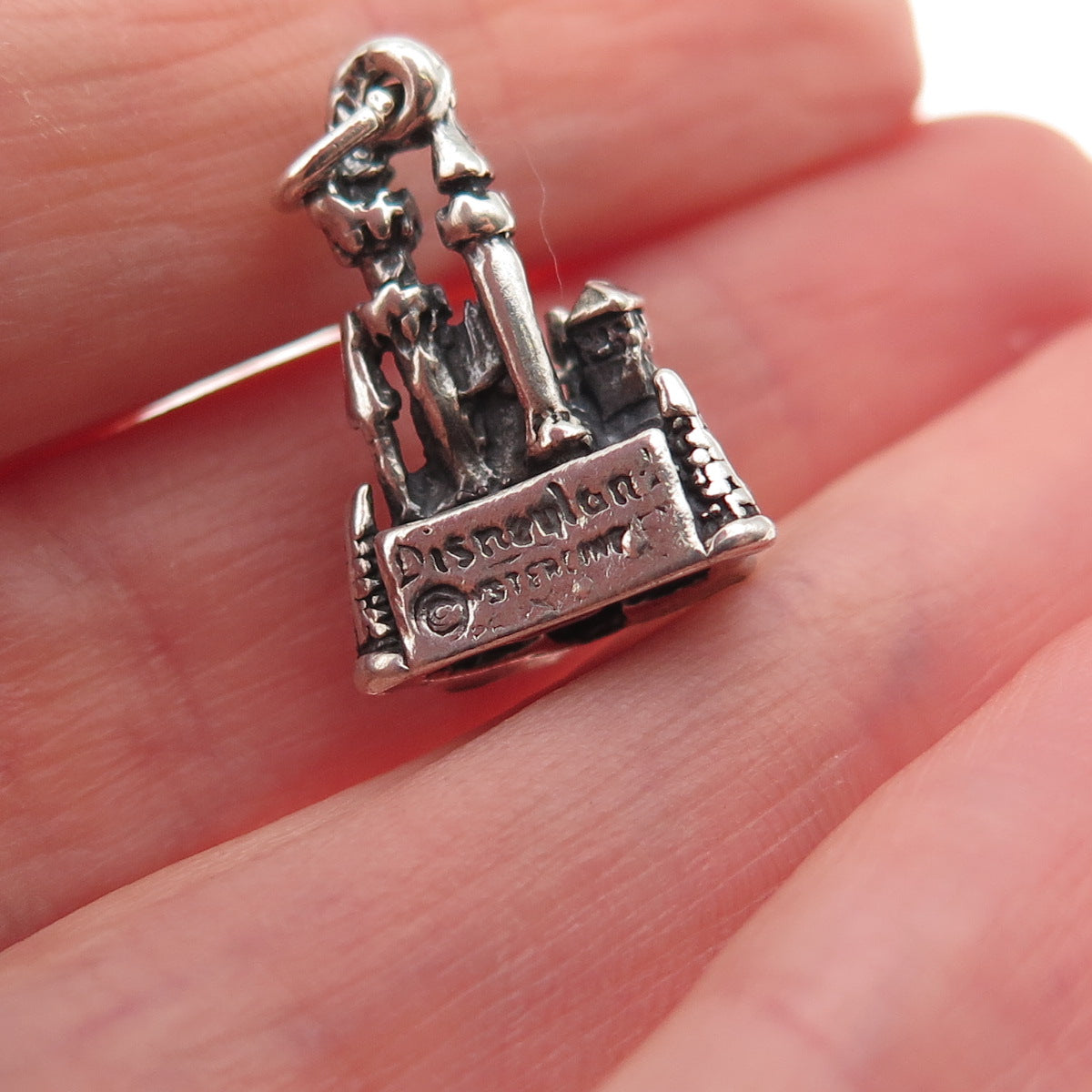 Disney 925 Sterling Silver Vintage Disneyland Cinderella Castle 3D Mini Pendant
