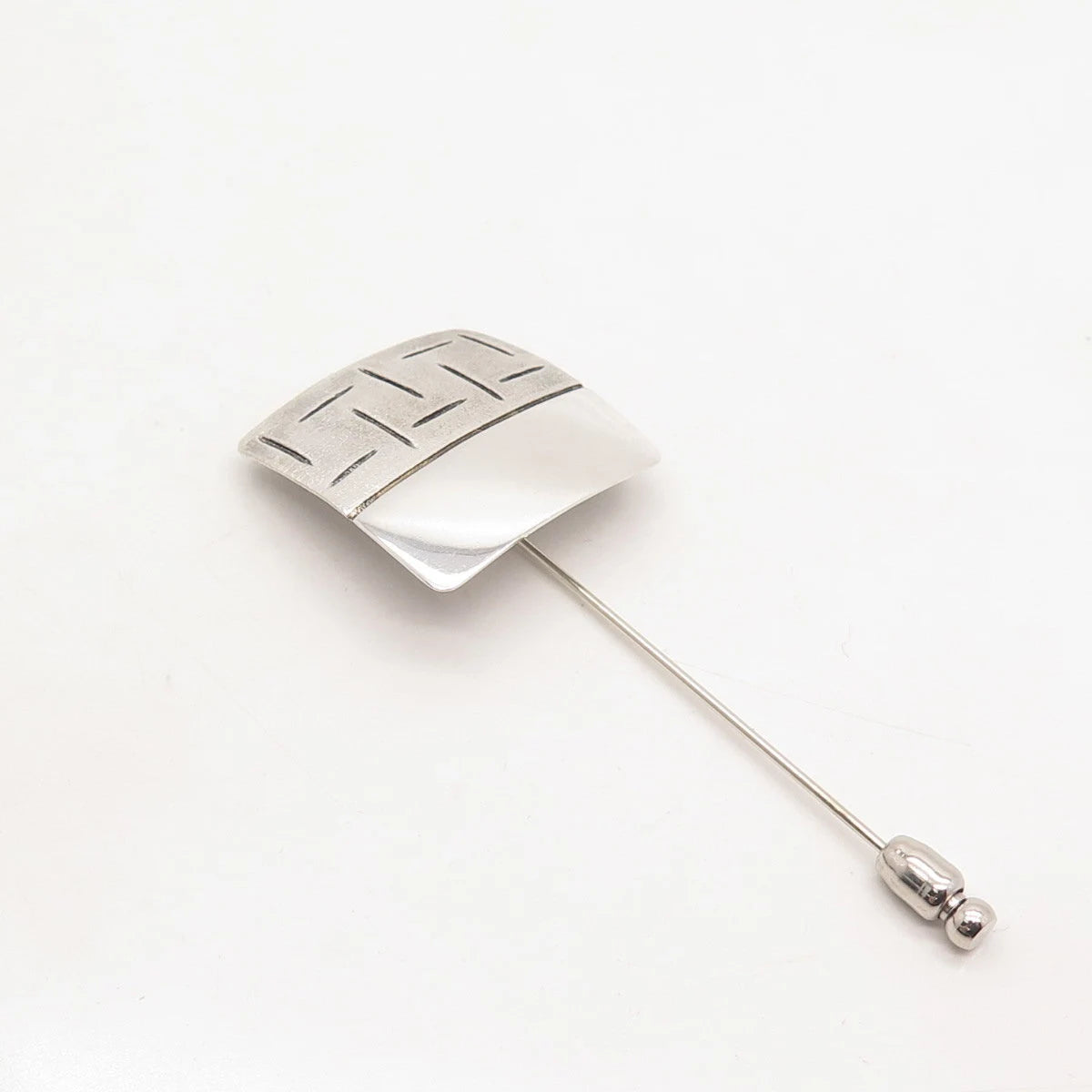 925 Sterling Silver Vintage Israel Textured Square Lapel Pin