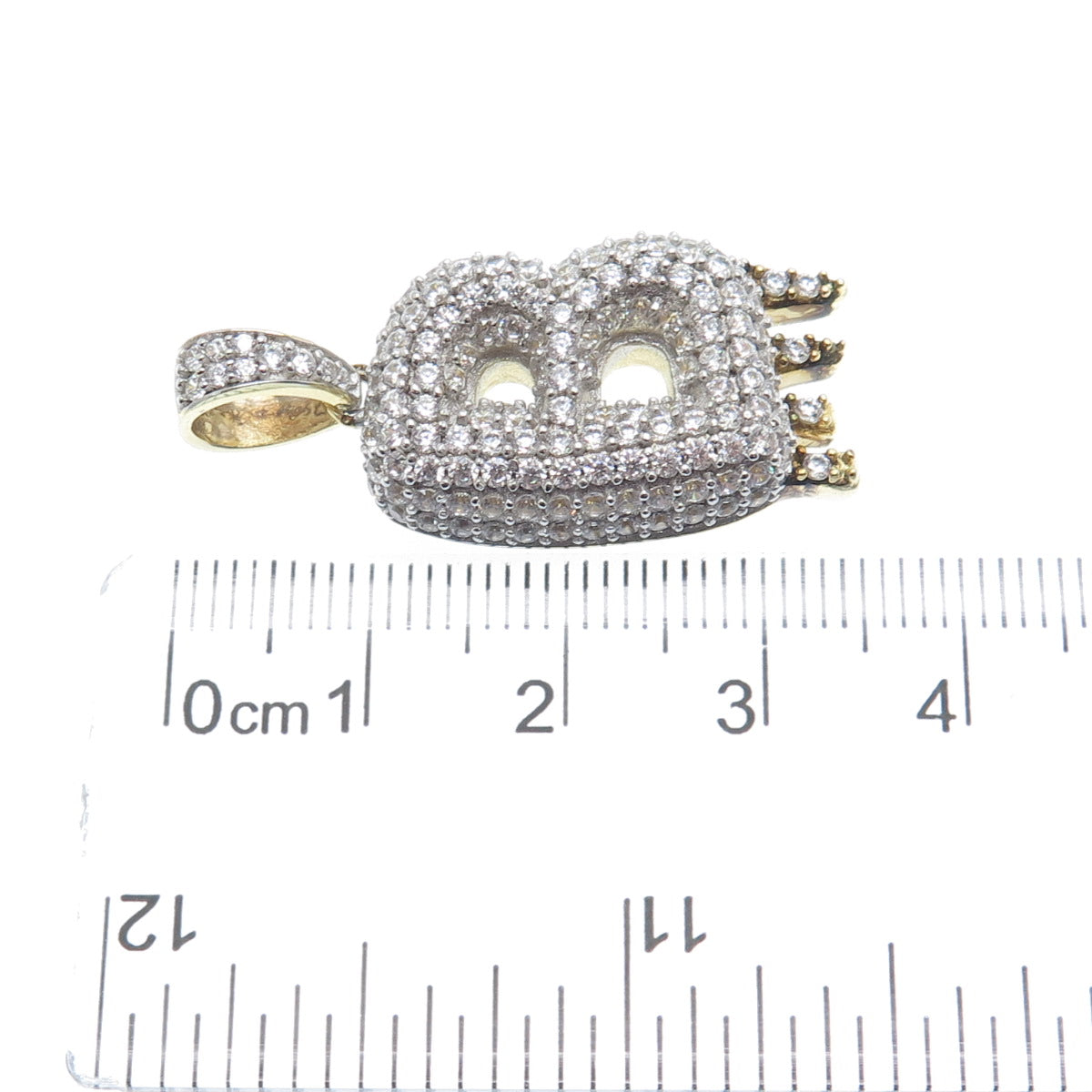 925 Sterling Silver Gold Plated Round-Cut Shaped C Z Letter B Sparkle Pendant