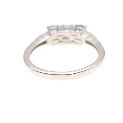 Chuck Clemency 925 Sterling Silver Real Tanzanite & White Topaz Ring Size 8