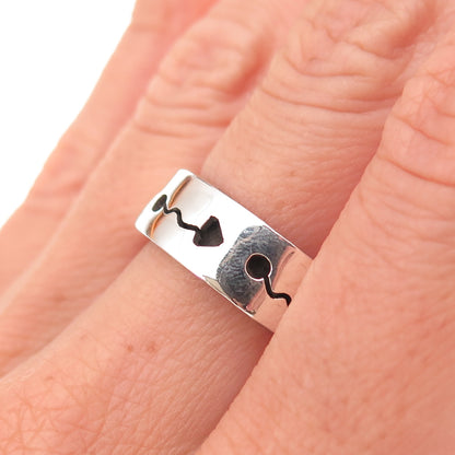 925 Sterling Silver Vintage Mexico Arrow Oxidized Band Ring Size 7.5