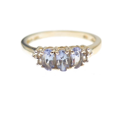Chuck Clemency 925 Sterling Silver Gold Plated Real Tanzanite Ring Size 8.25